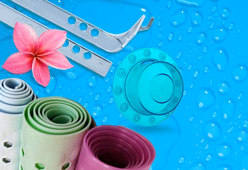 splash-into SlipX Solutions bath products are shown on a blue background.