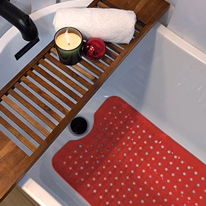 red non slip bath mat Red non slip bath mat for smooth tubs, anti slip solution for children and elderly