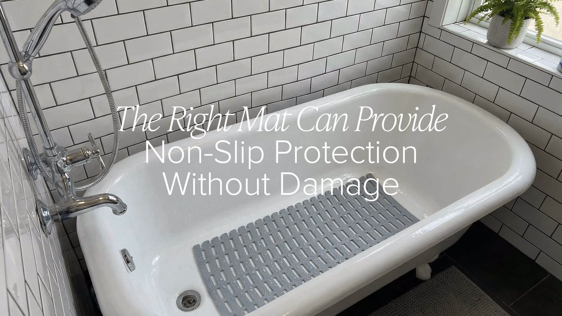 A weighted mat sits in a reglazed claw foot tub