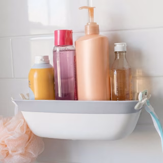 SlipX Solutions suction cup shower basket, damage free storage
