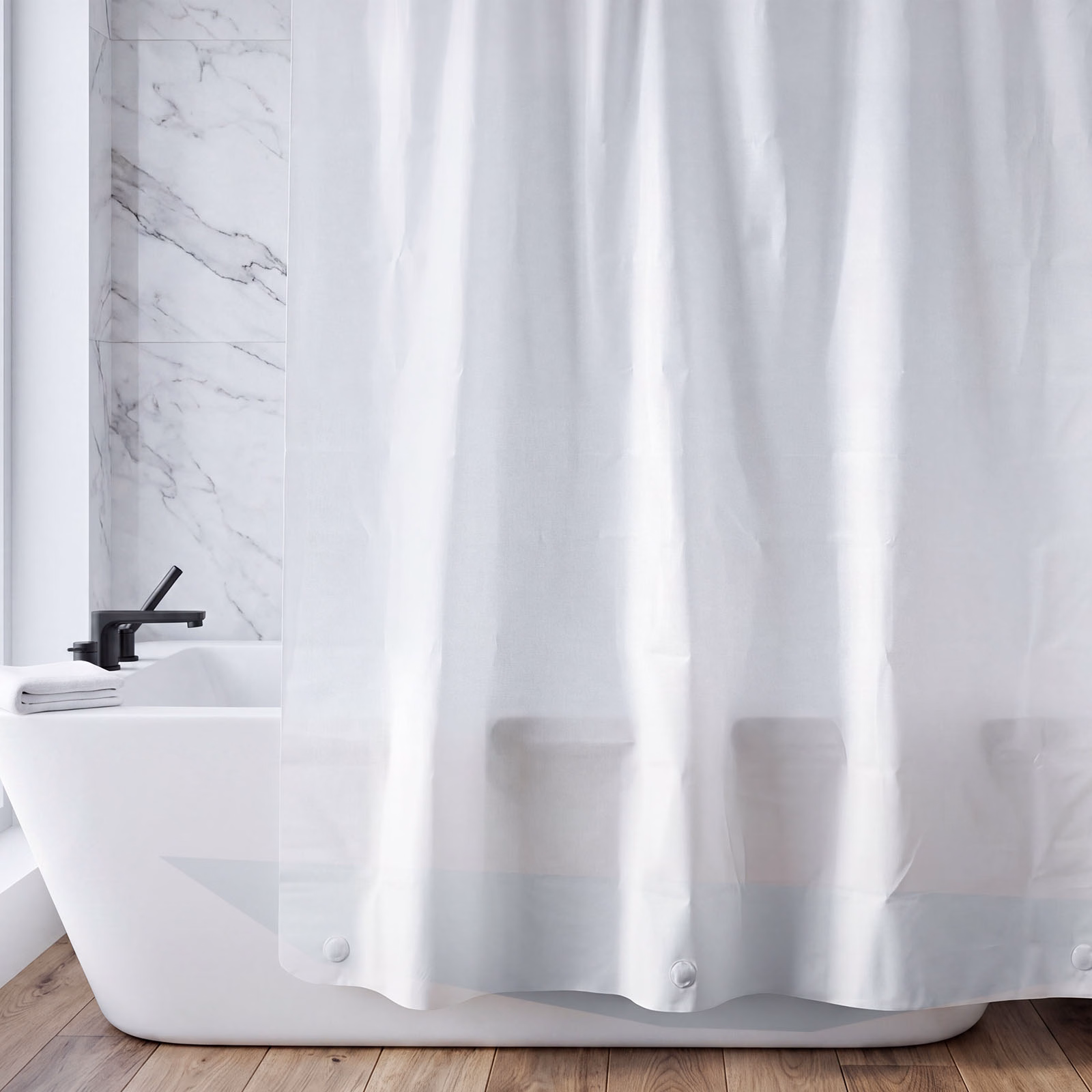lightweight shower liner with magnetic weights